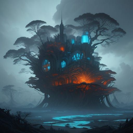 Vibrant MCar Speeds Through Surreal Ancient Forest