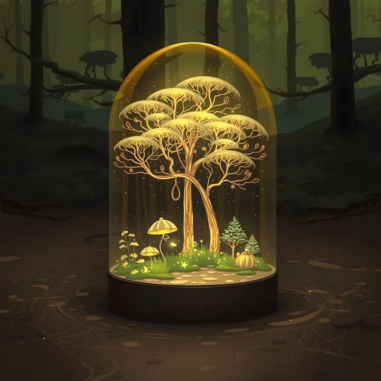 Dark Spring Night Illuminated by Fireflies