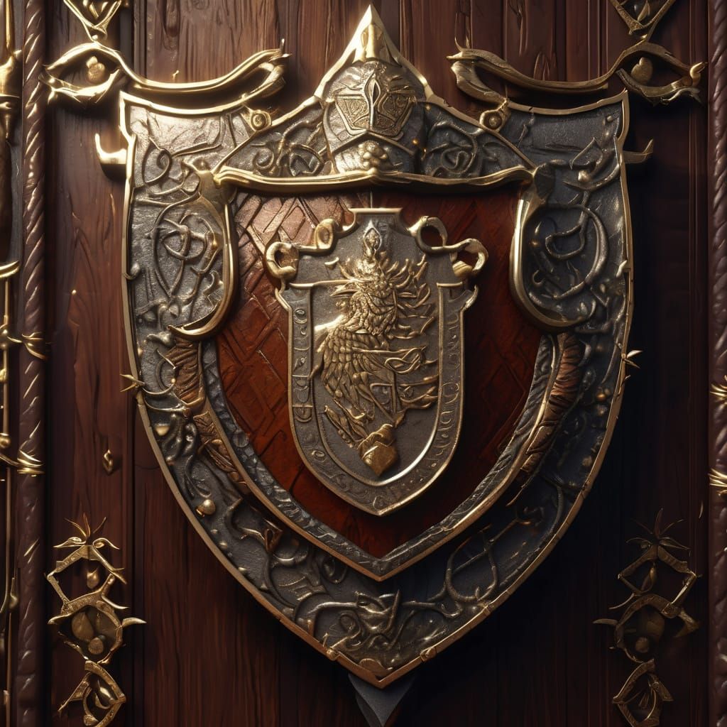 Highly Decorated "Moses" Family Crest Shield