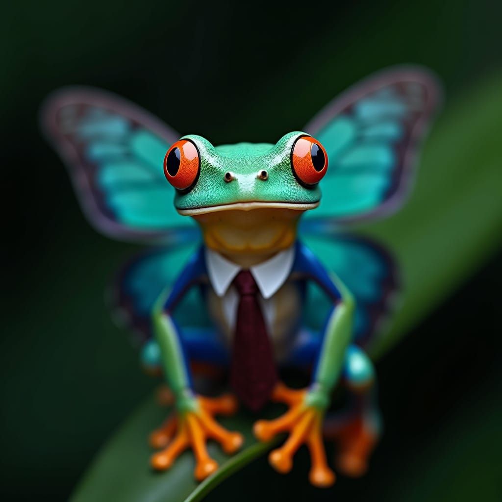 Exotic Portrait of a Hybrid Creature in Iridescent Blue and ...