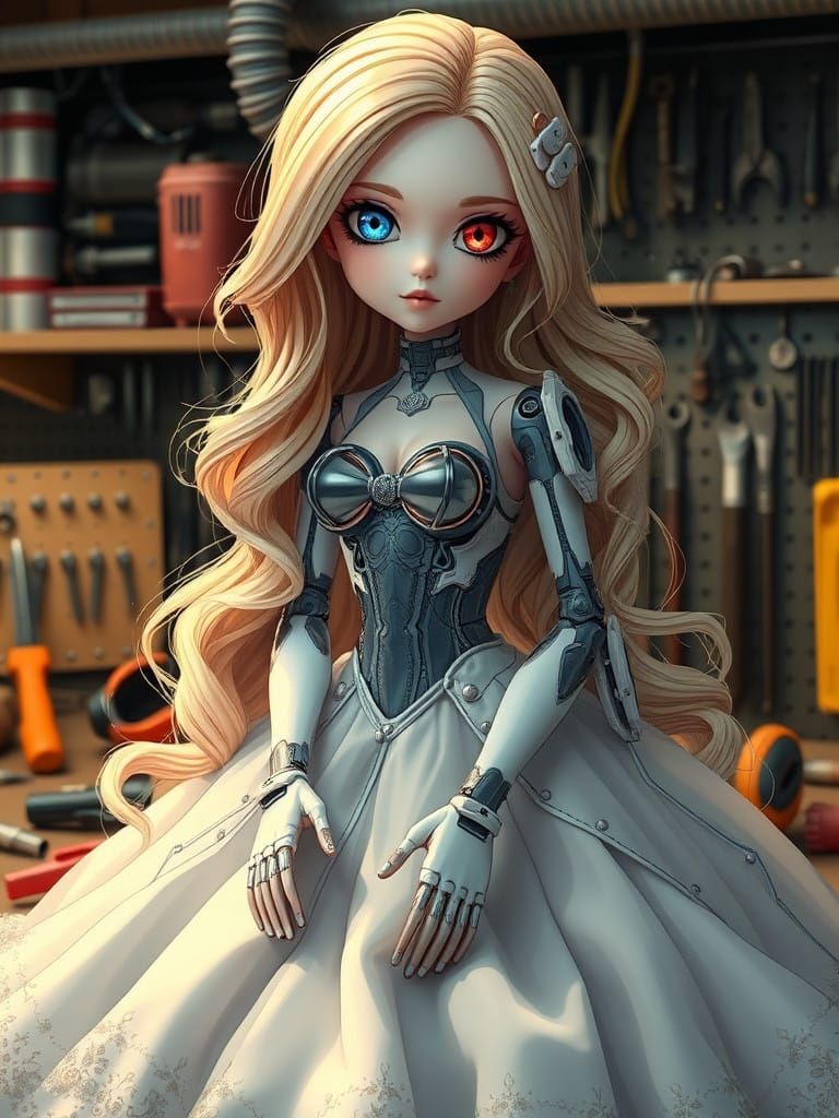 Cyberpunk BJD Doll in Elegant Anime Style