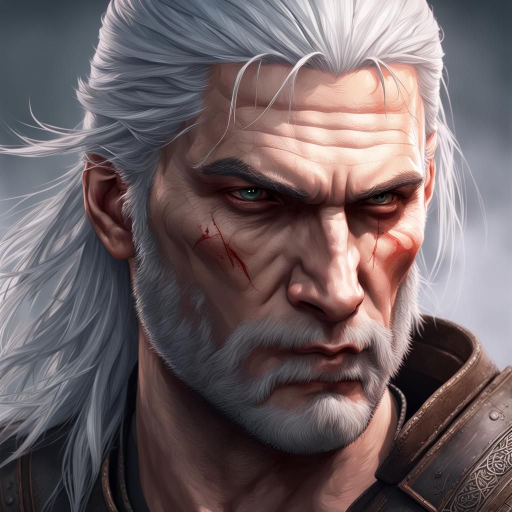 Geralt of Rivia Portrait in Art Nouveau Style