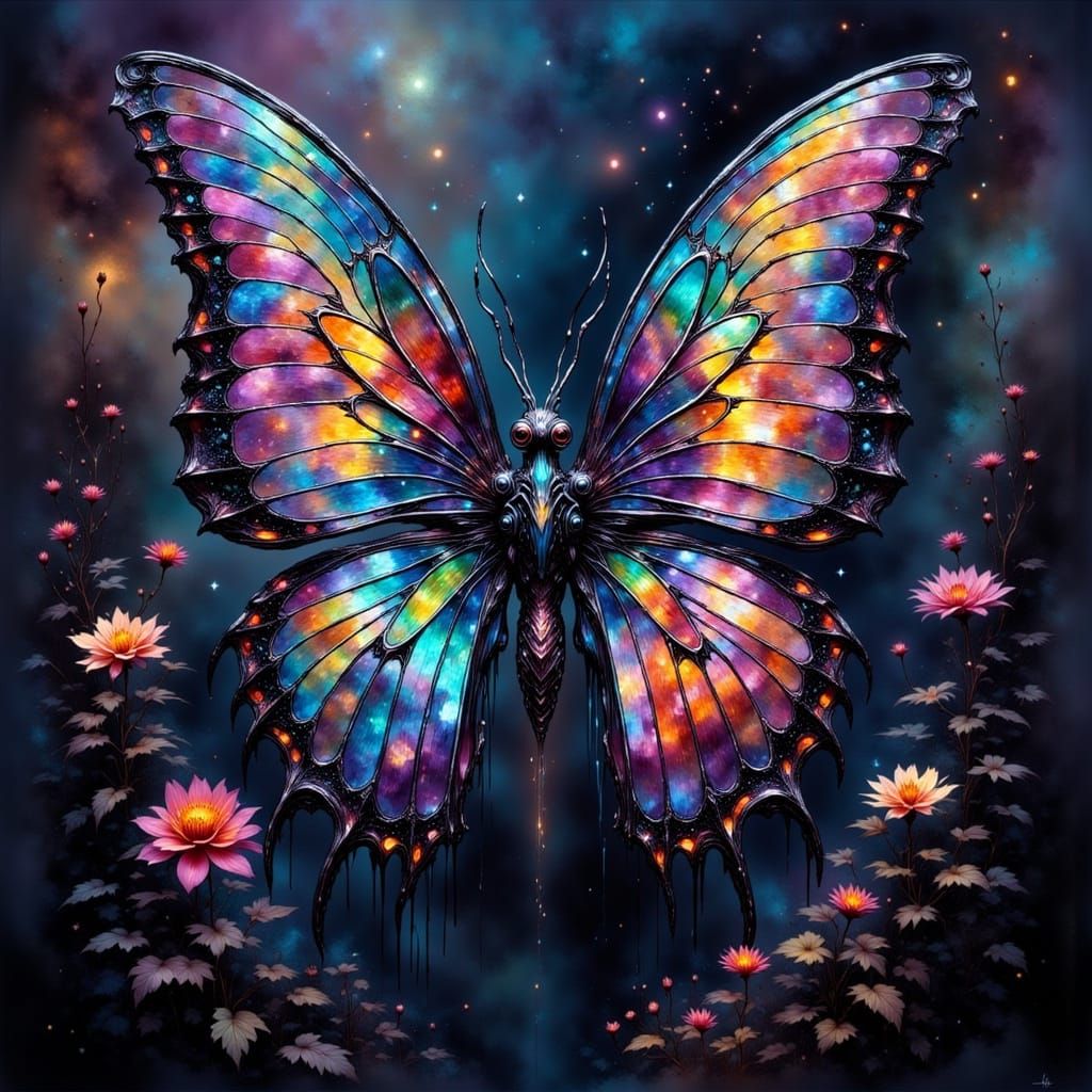 Dramatic Butterfly Bat Hybrid with Stained Glass Wings