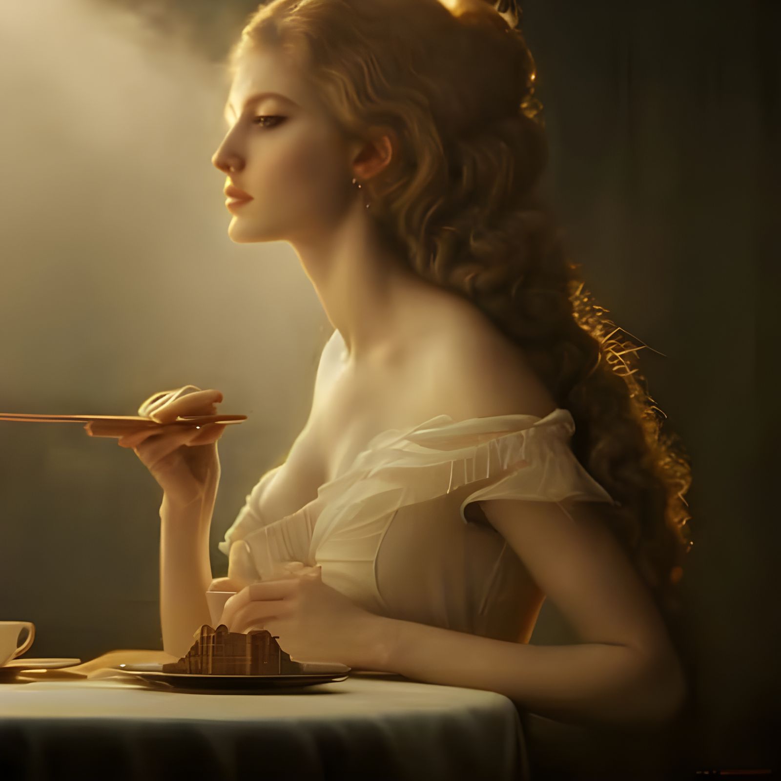 Beautiful Woman in Cafe: Photorealistic 8k Portrait