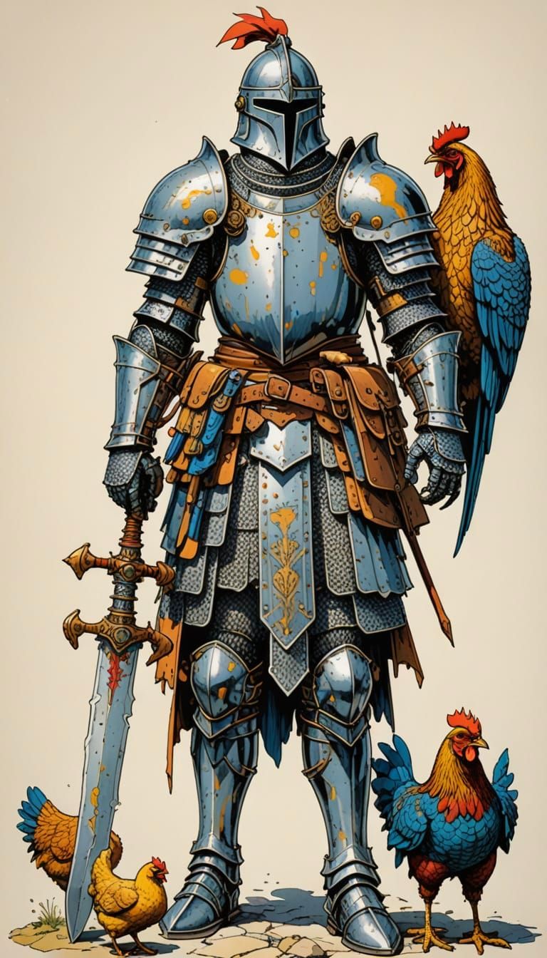 Chicken Knight in Moebius Armor