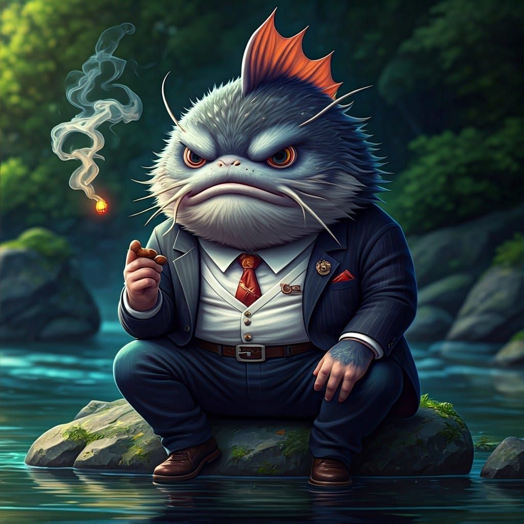 Cyberpunk Catfish Mob Boss