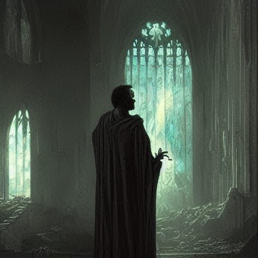 Horror Stained Glass in Gothic Style