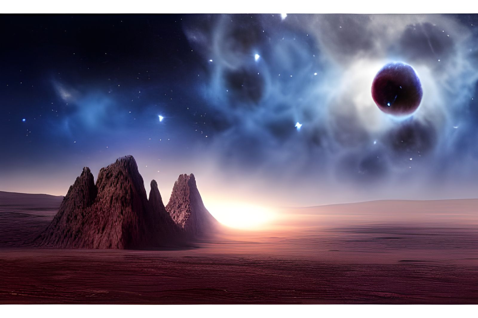 Dramatic Full Moon Over Antarctic Desert Digital Painting