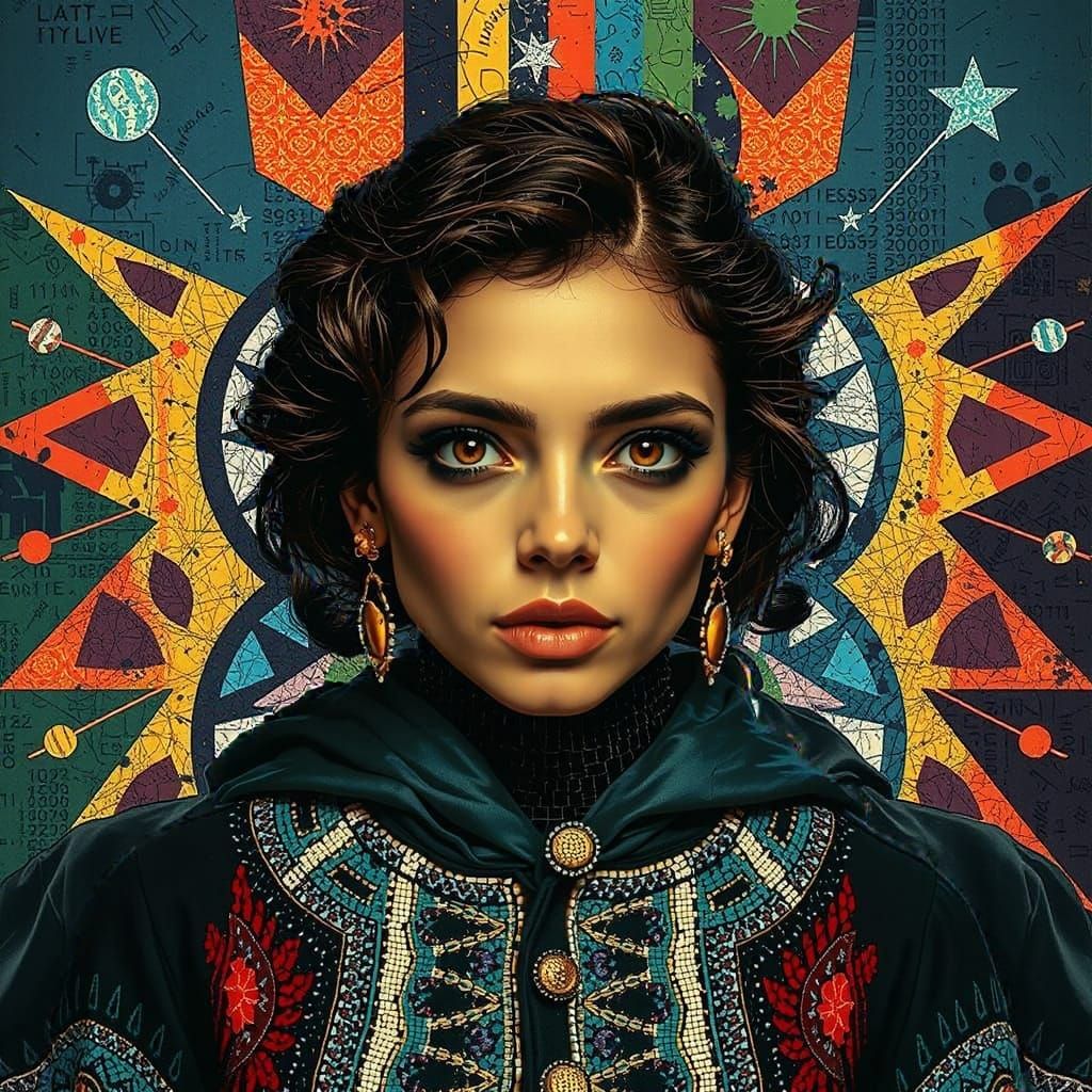 Art Deco Paper Art with Glitch and Op Art