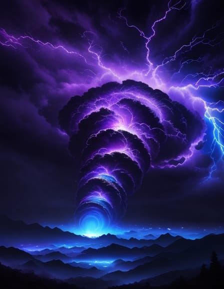 Surreal Scream in Electric Storm, Oil Painting