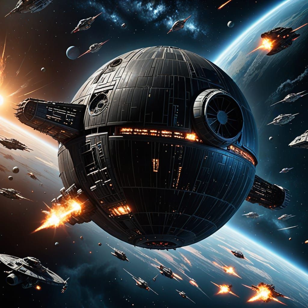 Hyper-Realistic Death Star Ship in Space