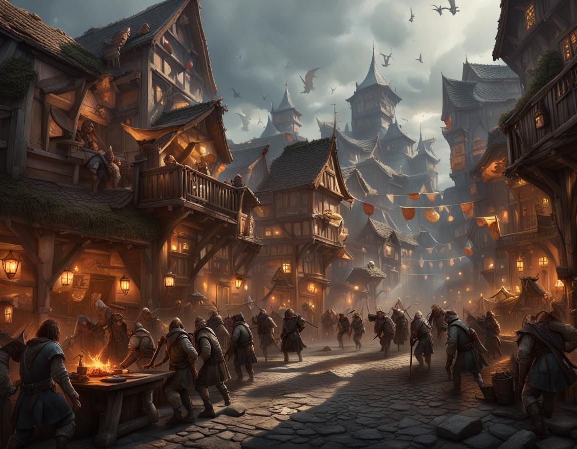 hyper realistic, perfect, smooth, HD Quality, fantasy town b...