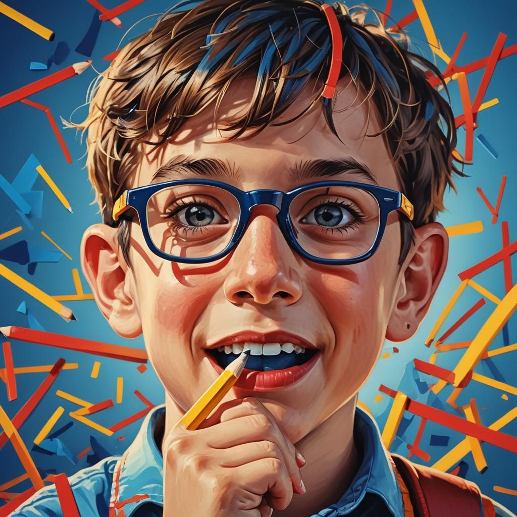 Boy with Sharpener in Mouth: Digital Pop Art