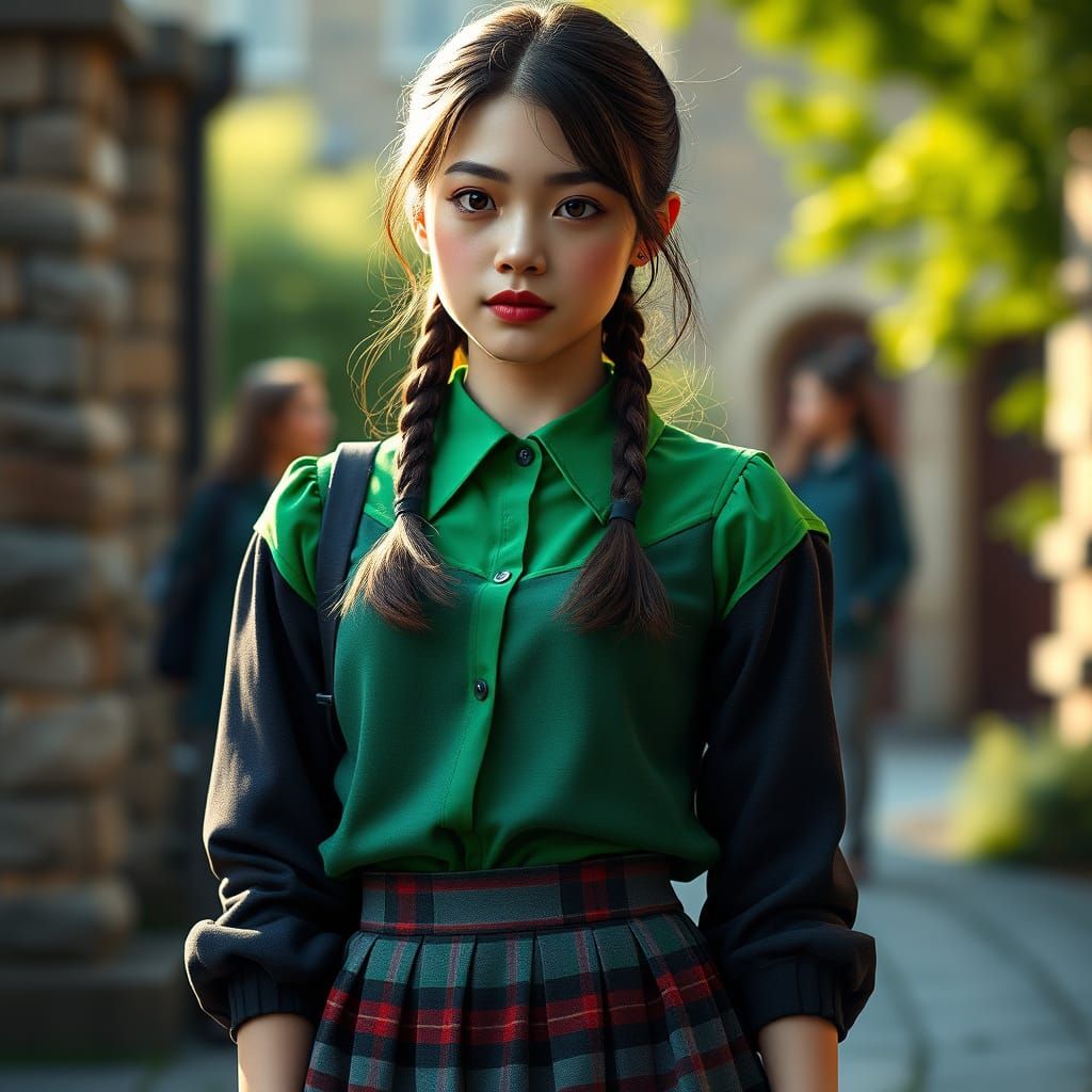 Breathtaking Young Schoolgirl in Traditional English Uniform