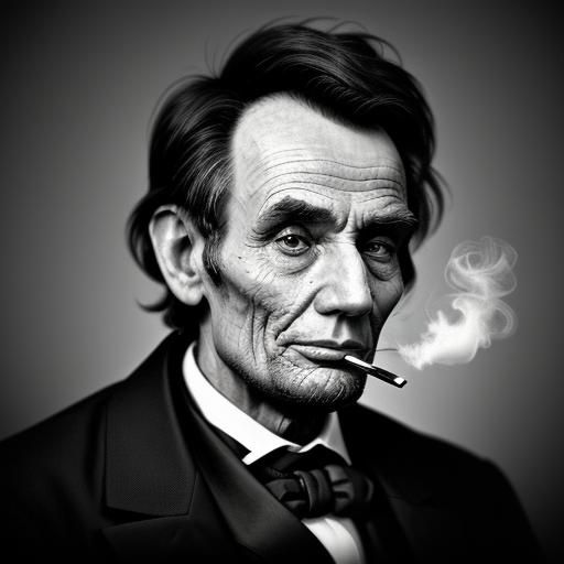Abraham Lincoln Smoking Portrait in Street Style