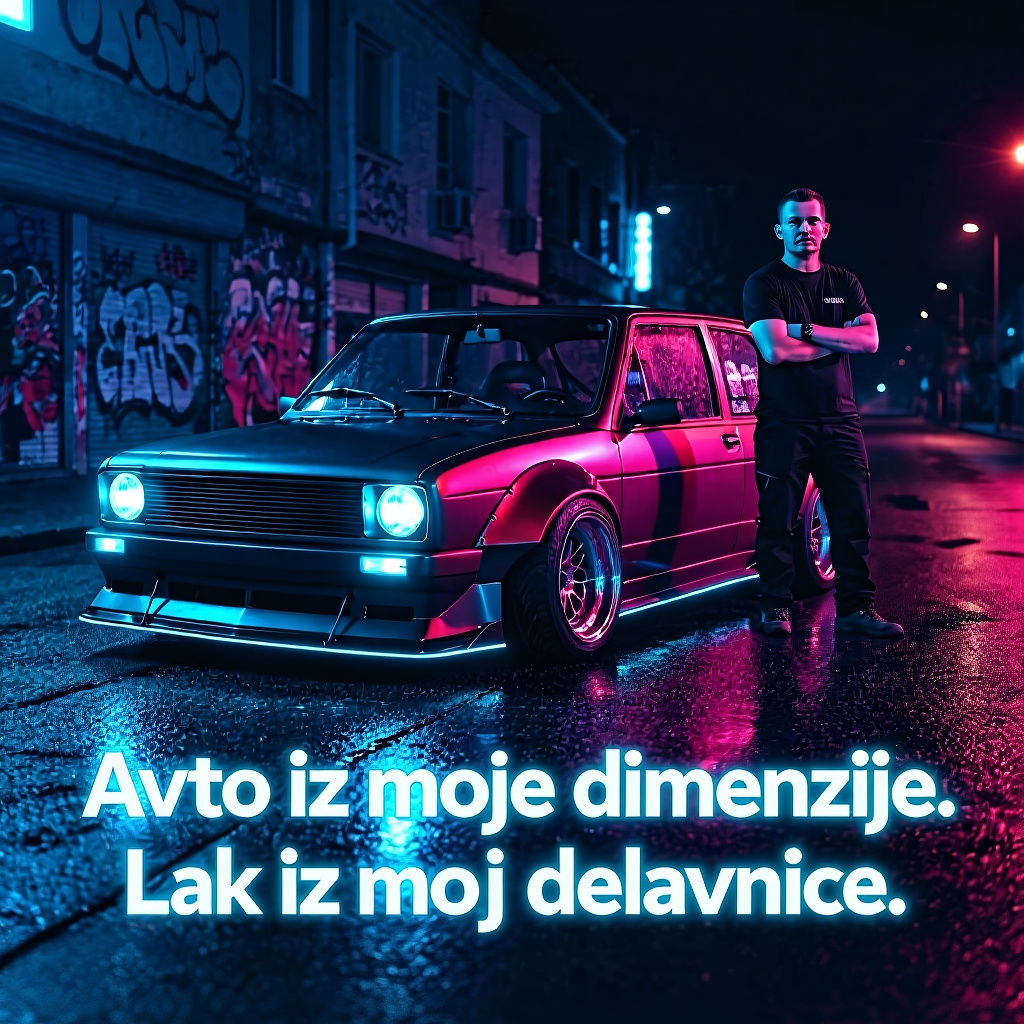 Cyberpunk Yugo Street Scene with Neon Glow
