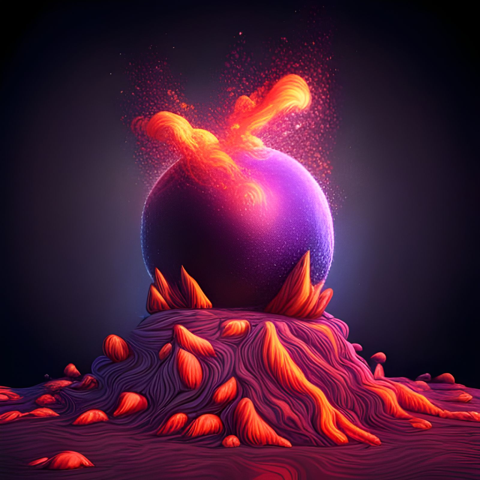 Glitter Lava Eruption on 3D Chibi Globe