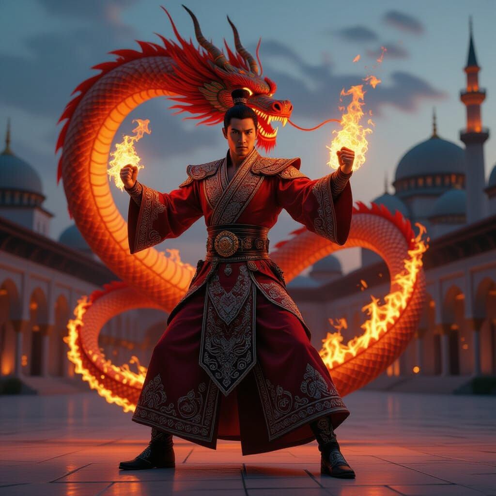 Ottoman Liu Kang with Fiery Dragon