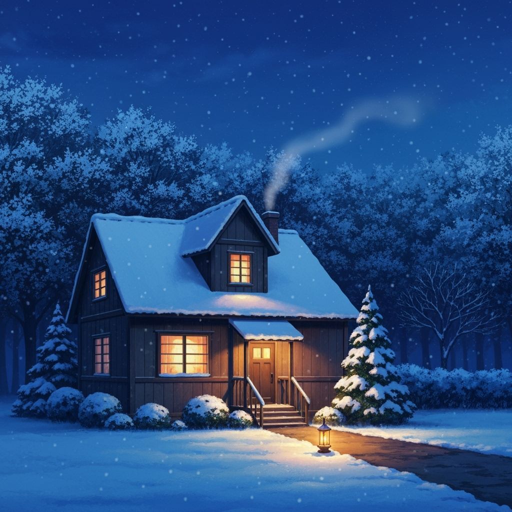Cozy Winter House in Ghibli Anime Style
