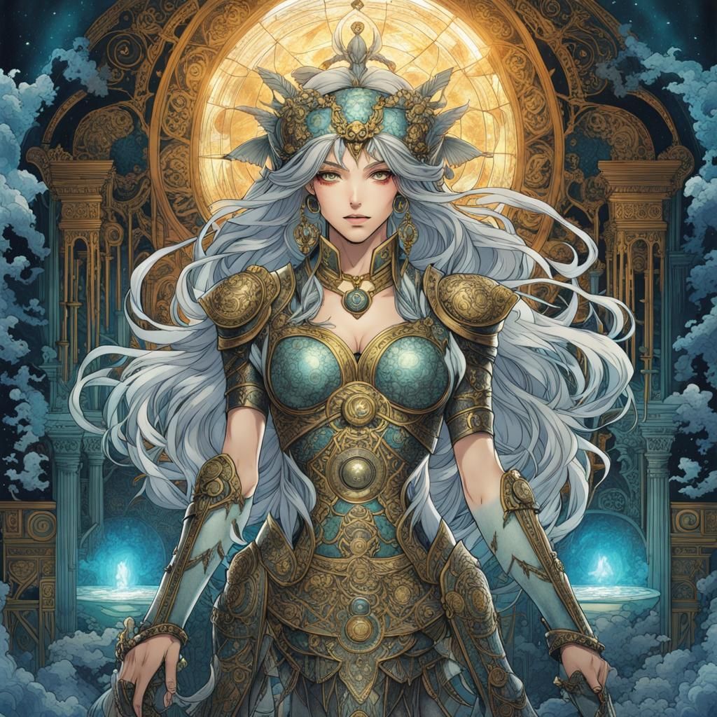 Anime Necromancer in Atlantis: Watercolor Masterpiece