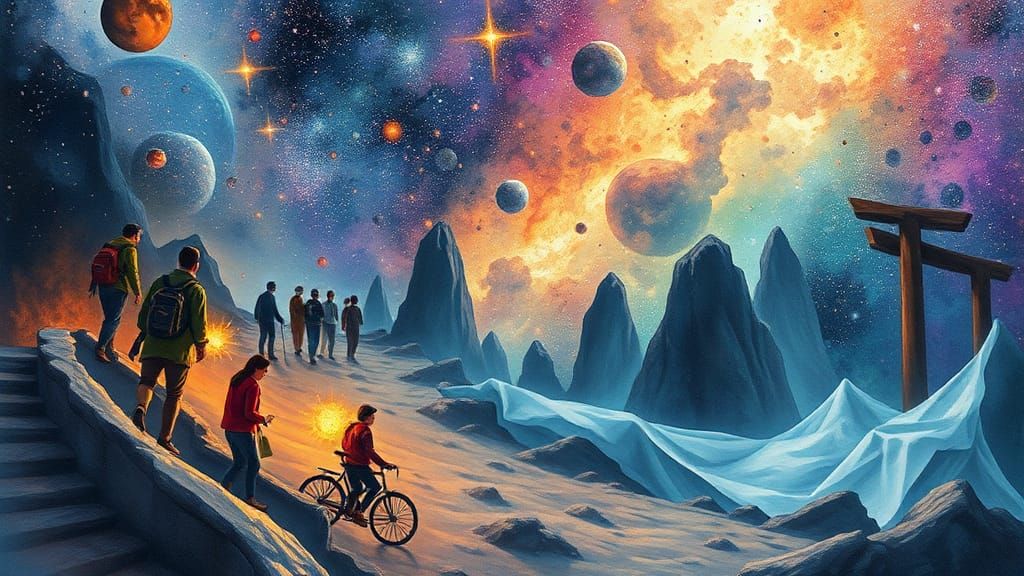 Psychedelic Astral Landscape in Watercolor by Amaringo