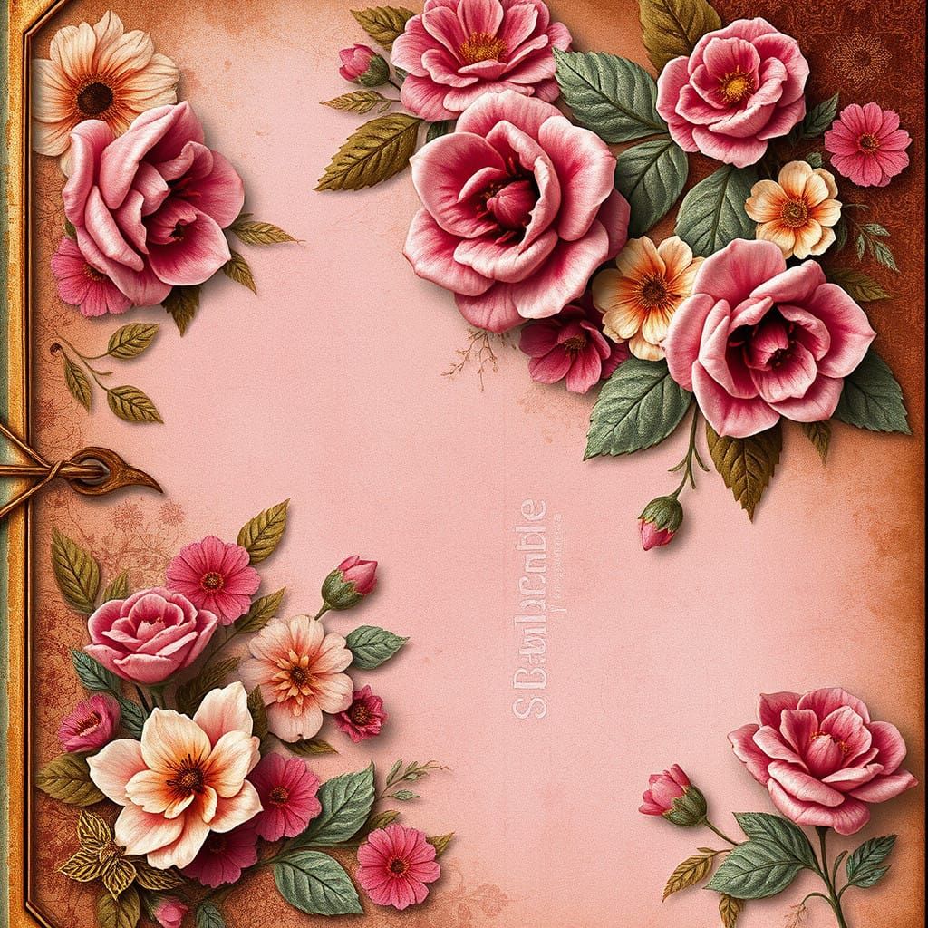 Floral Fantasy Scrapbook Paper in Vintage Style