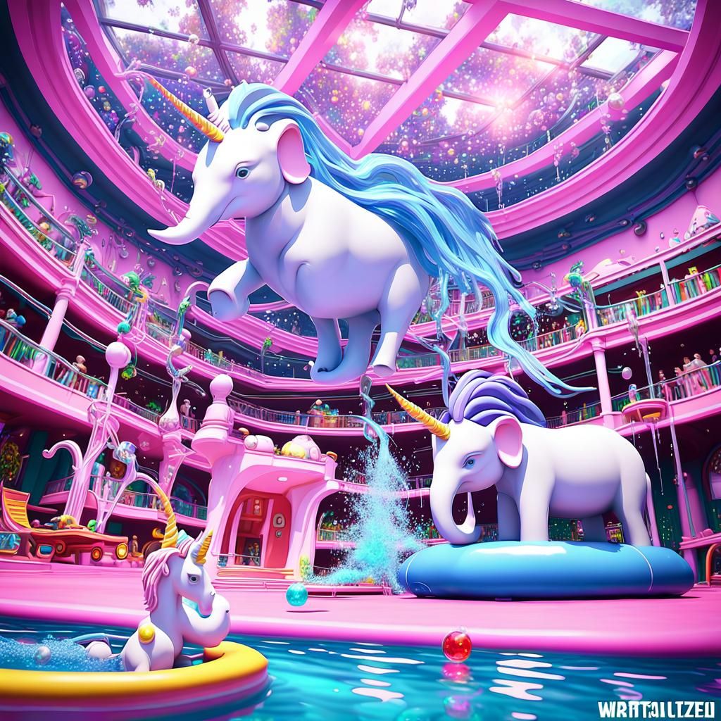 Pink House Fantasy: 3D Anime Art with Unicorn