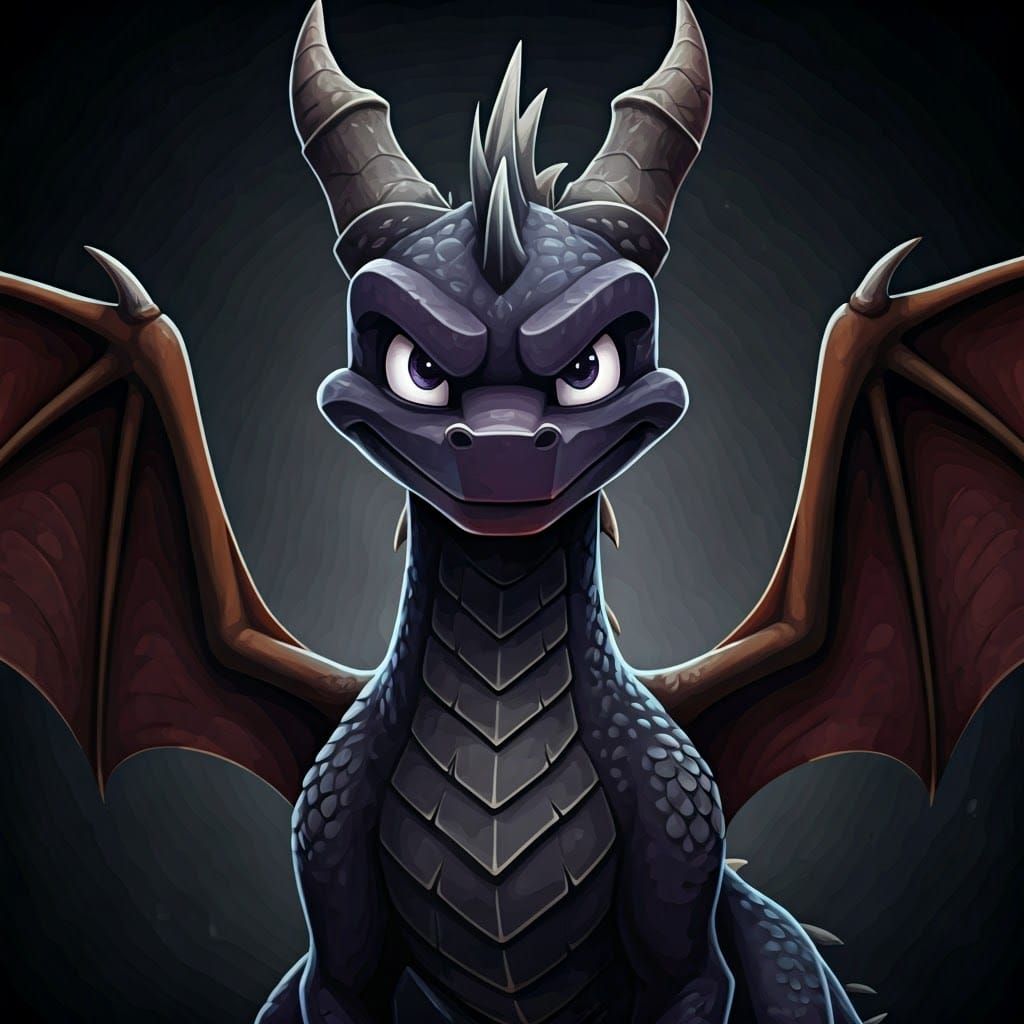 Dark Fantasy Art of Malevolent Spyro in Shadowy Realism