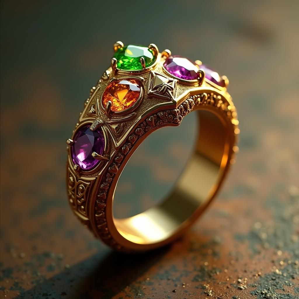 Triforce Ring with Hylian Crest in Ornate Digital Art