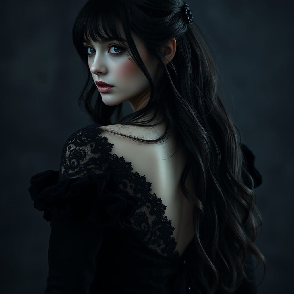 Gothic Beauty in Dark, Opulent Elegance