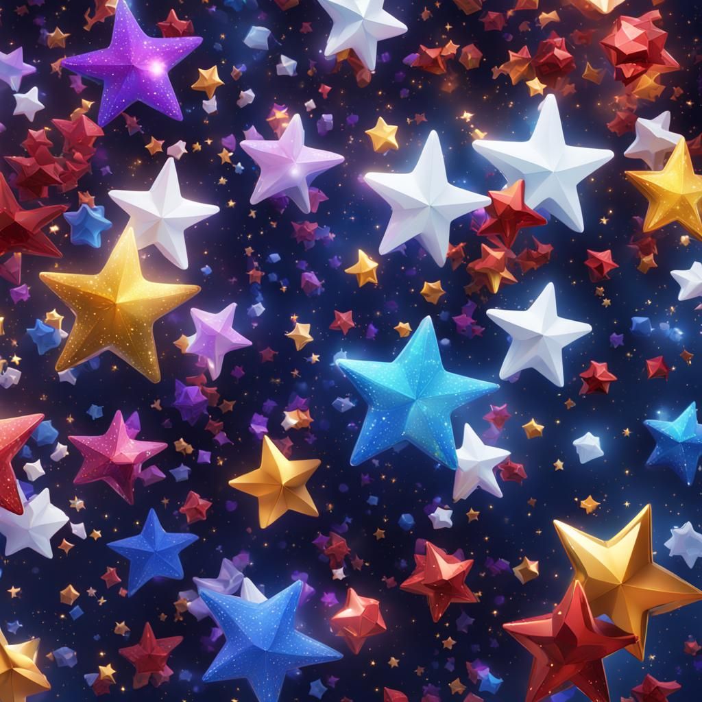 Colorful Star Numbers Six and Zero on White