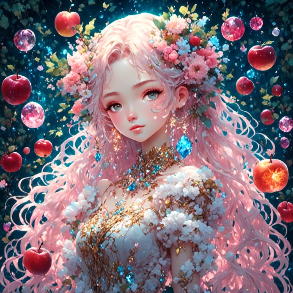 Dreamy Crystal Apples in Dark Artistic Style