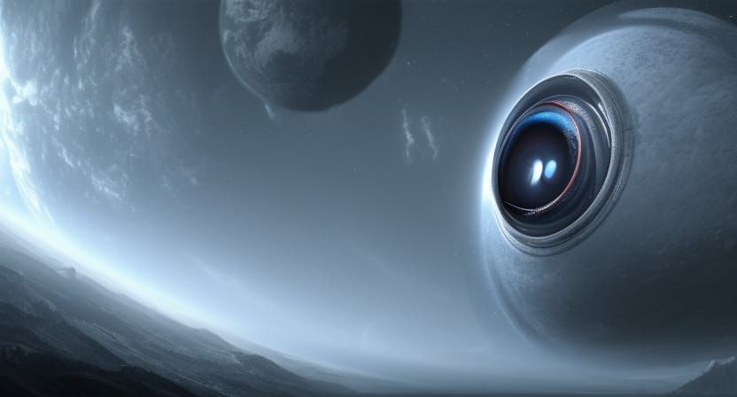 Giant Eye Watches Earth: Hyperrealistic Sci-Fi Concept