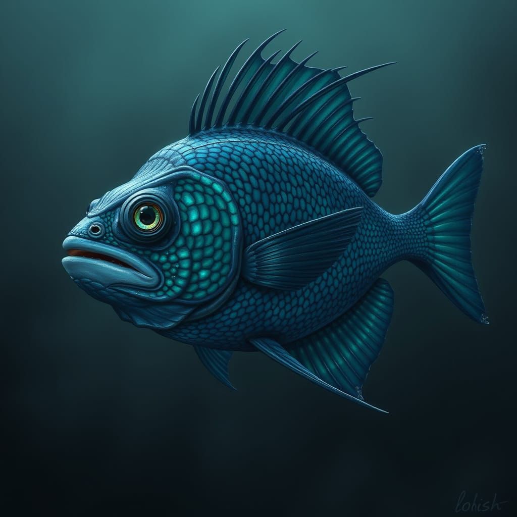 Bioluminescent Sarcoidopterus Fish Shimmers in Painterly Sty...