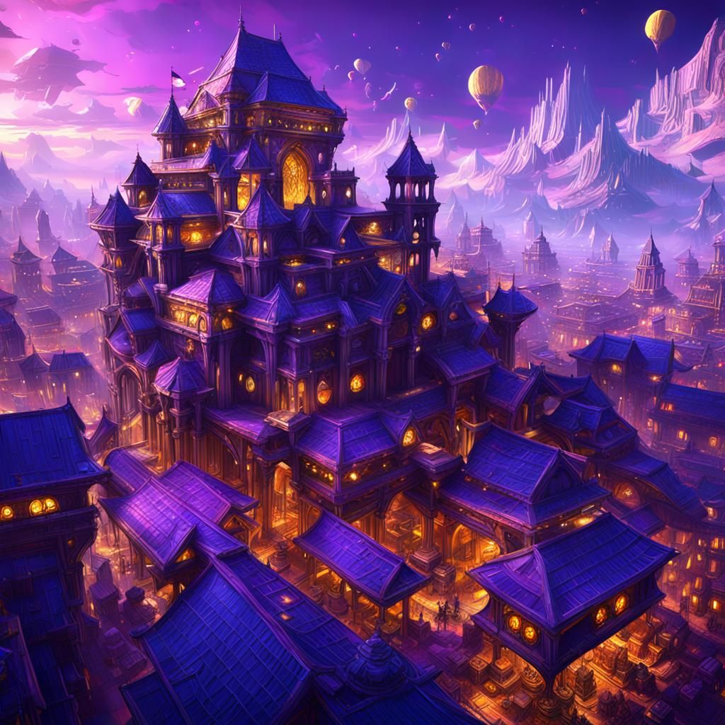 Floating Sky City: Dark Fantasy Concept Art