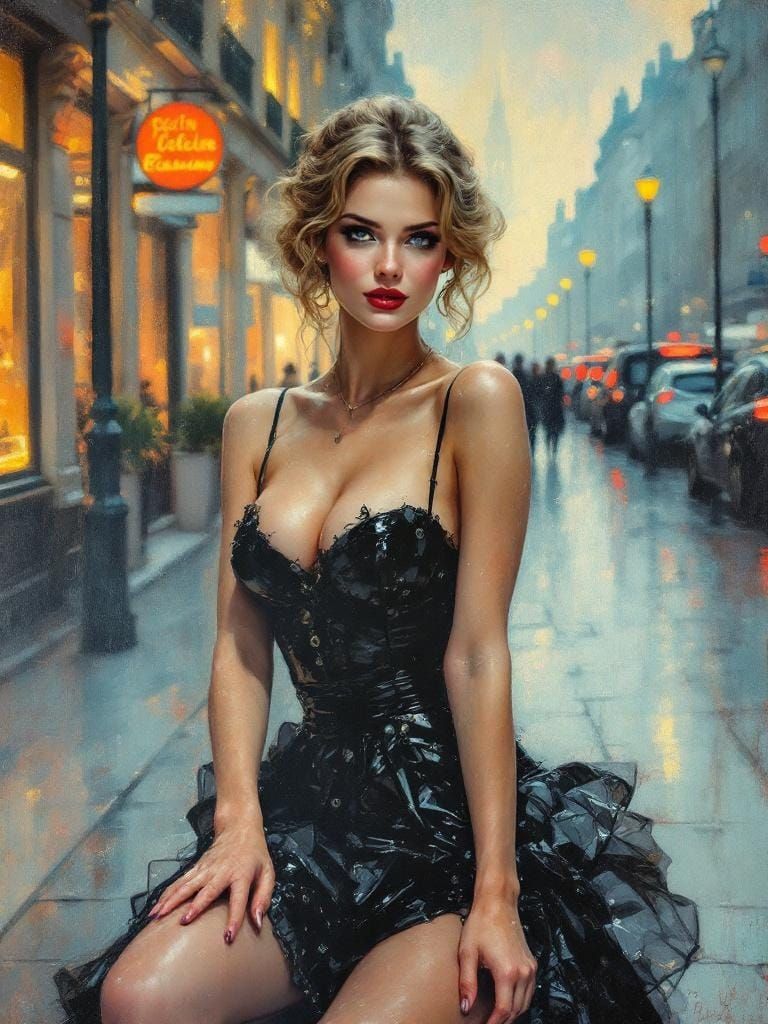 Parisian Woman in Encaustic Wax, Impressionist Style