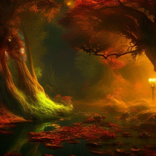 Scenic Fantasy Landscape with Psychedelic Colors