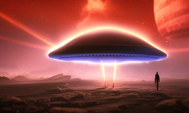 Alien Under UFO: Dark Fantasy Concept Art