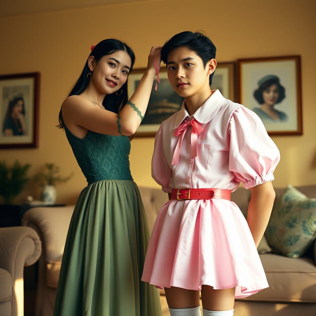 Ethereal Encounter in Emerald and Pastel