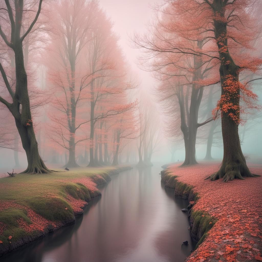 Ethereal Pastel Autumn Landscape