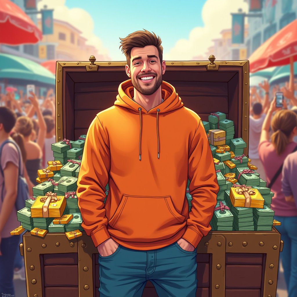 MrBeast's Treasure: A Digital Portrait in Playful Style