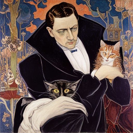 Vampire Lord with Animals, Symbolist Art