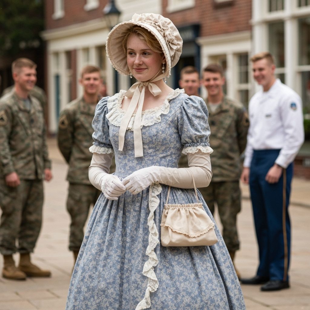 Embarrassed Young Man in Victorian Crossdressing Attire