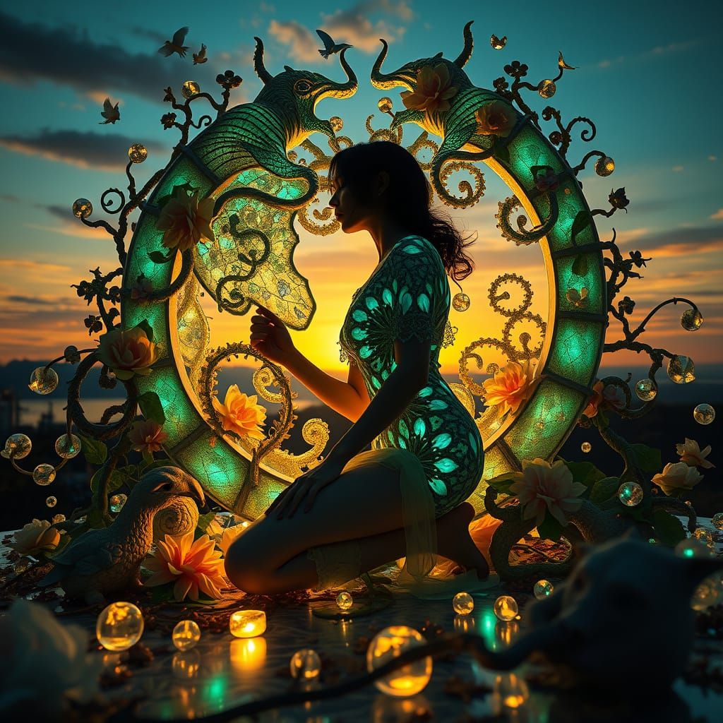 Surrealist Goddess in Ethereal Landscape