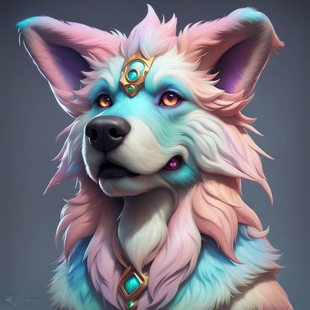 Pastel Dog Fursuit Head in Digital Art