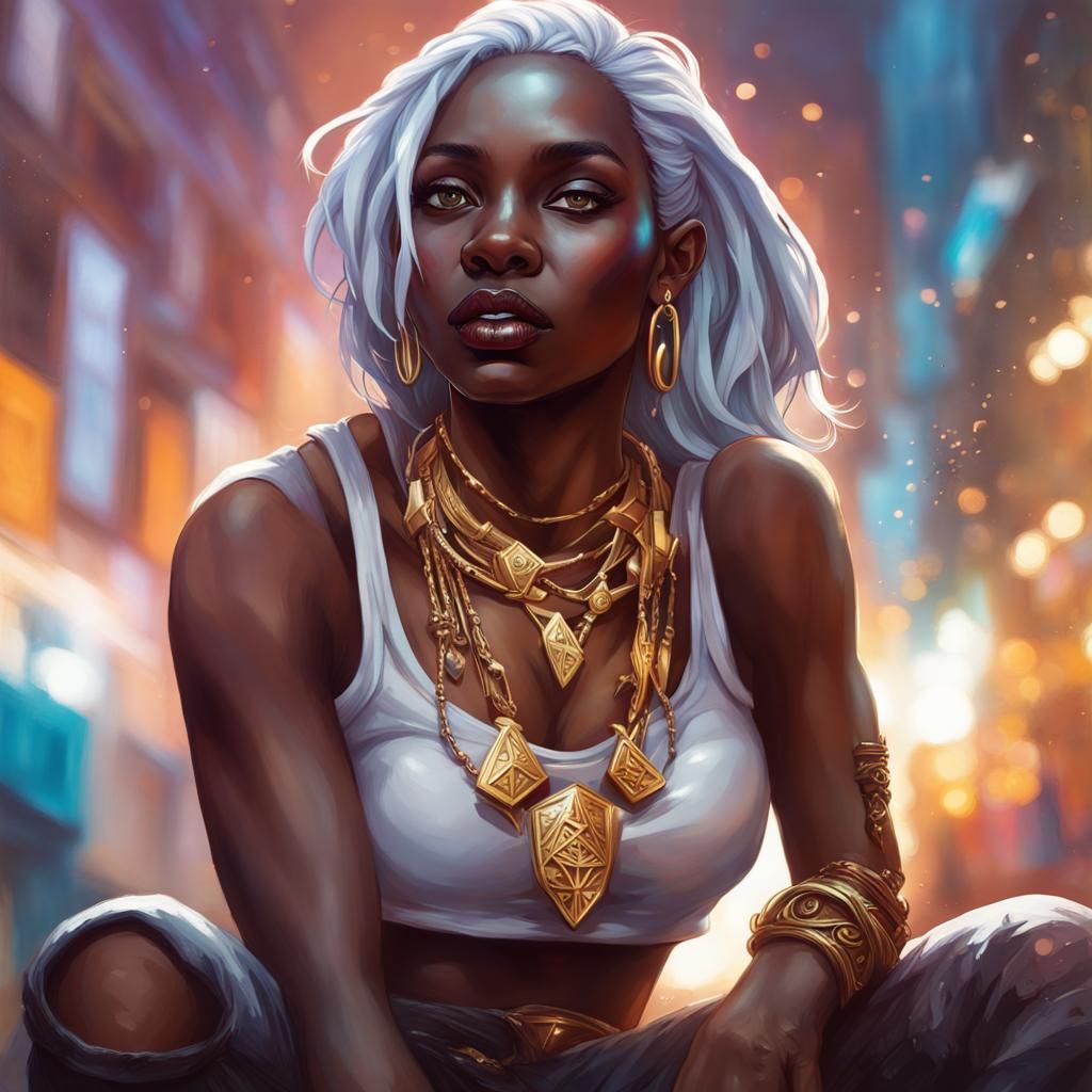 Hyperrealistic Drow Street Dancer in Urban Ghetto