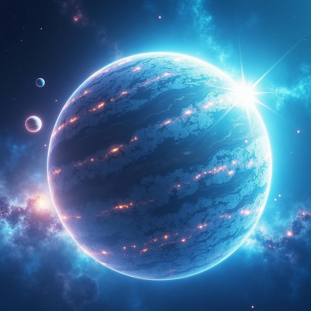 Mystical Galaxy with Glowing Planets in Futuristic Style