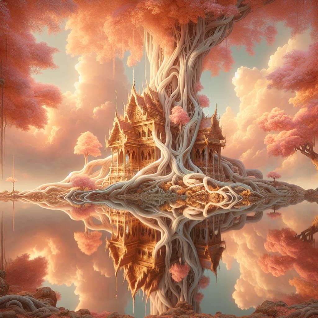 Enchanted Temple Entwined in Ancient Tree