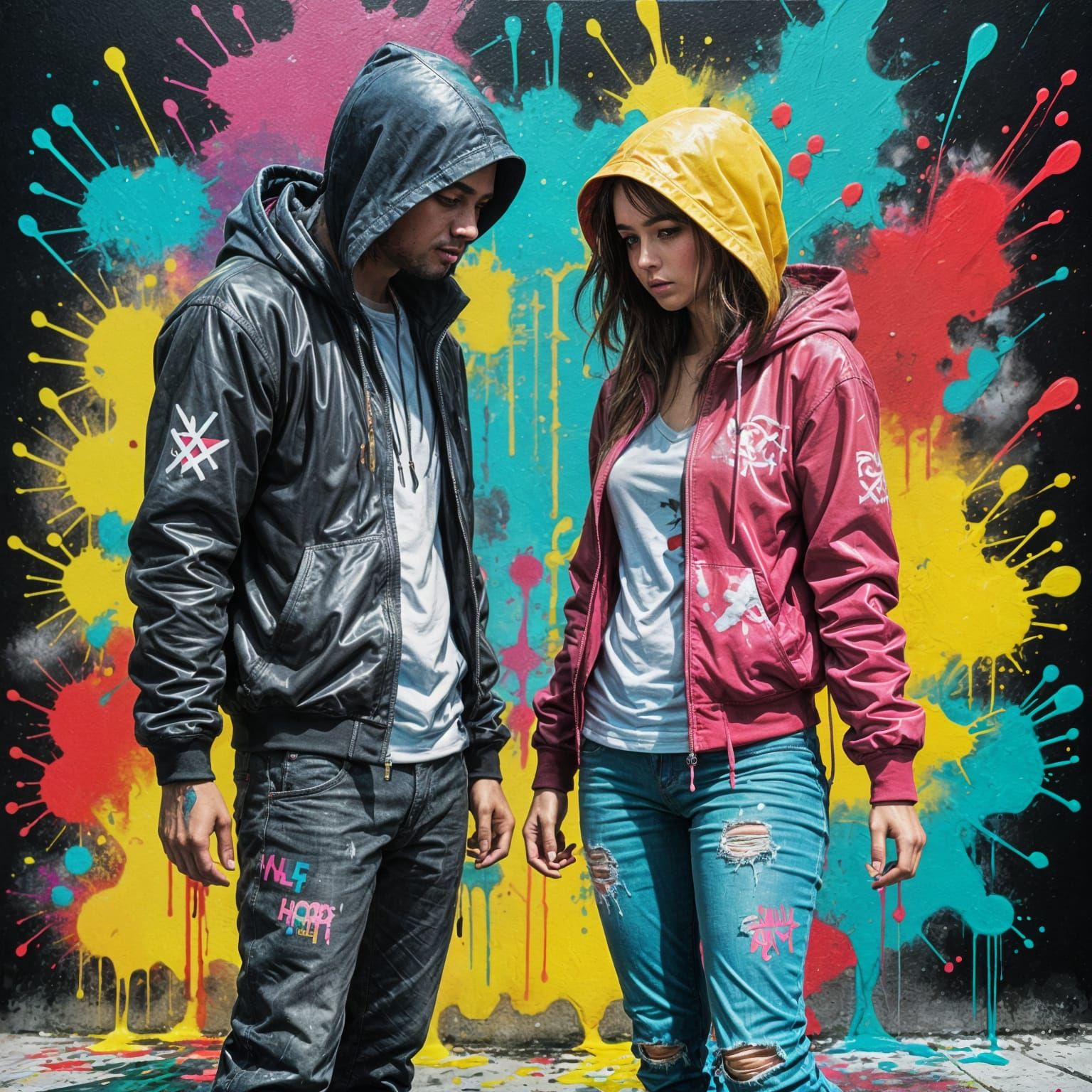 Vibrant Duo Unites in High Contrast Graffiti