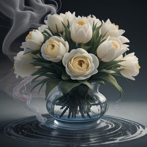 Surreal Tulip Bouquet in 3D with Smoke Fractals